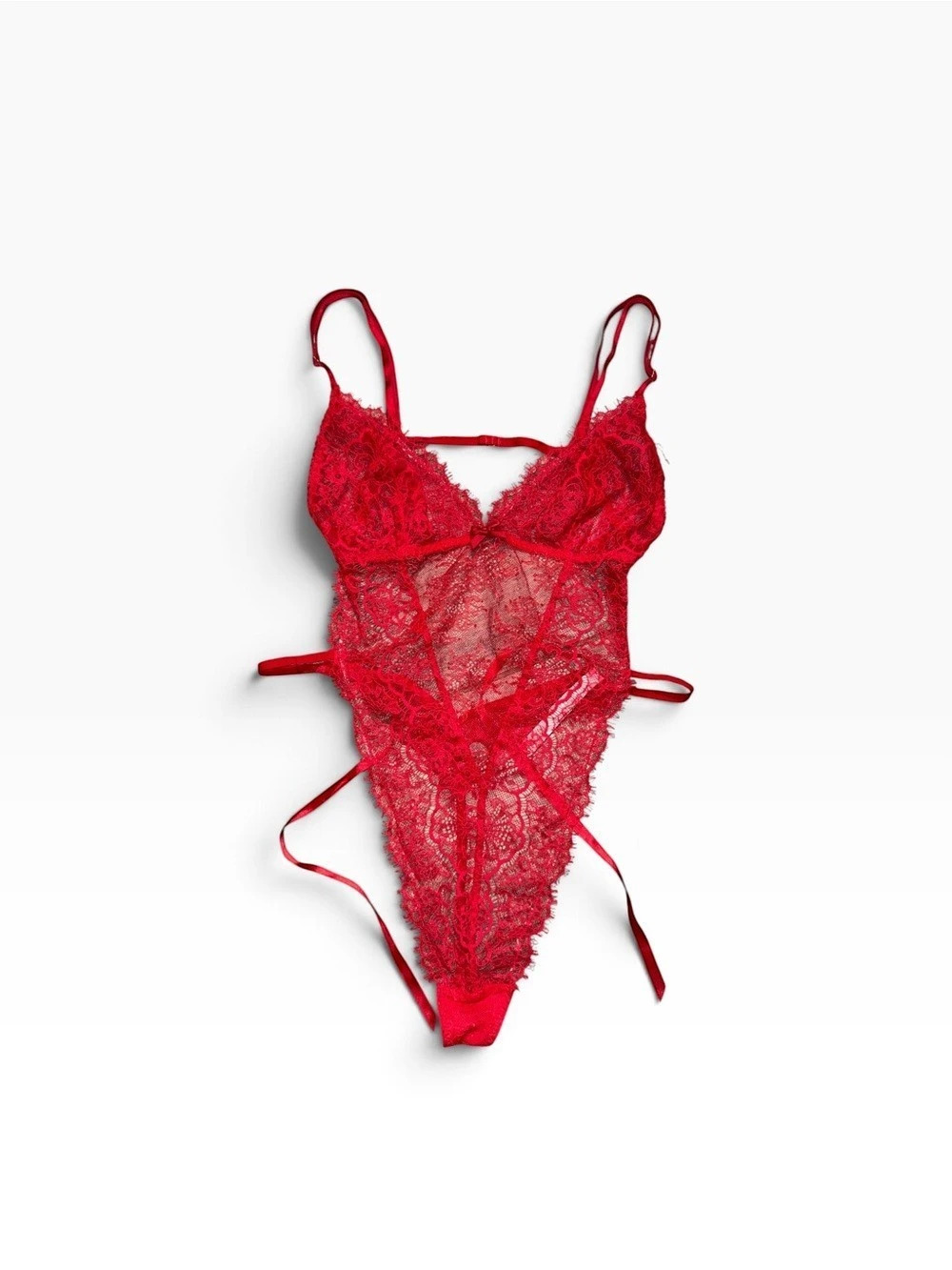 Victoria's Secret Red Lace Heart Shape  Bodysuit